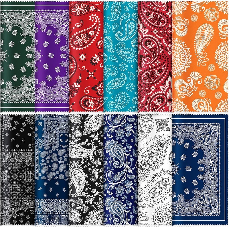 Copkim 24 Pcs Microfiber Cleaning Cloth Paisley Elegant Flowers Design Glasses Cleaning Cloth Multicolor Microfiber Lens Wipes Reusable Eyeglasses Wipes for Camera Lens Cell Phone Screens, 6 x 6 Inch - Image 1